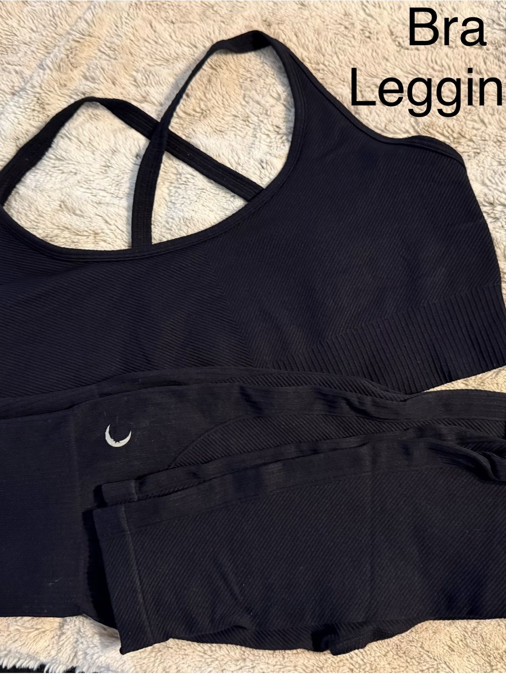 Zyia active Black Seamless performance Sports Bra L and Leggings med Set - Picture 1 of 2